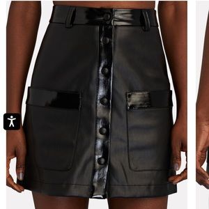 STAUD Paper Vegan Leather Mini Skirt
